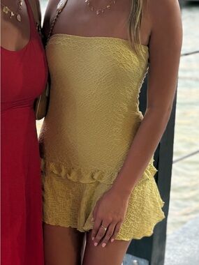 Strapless Textured Sage Green Dress